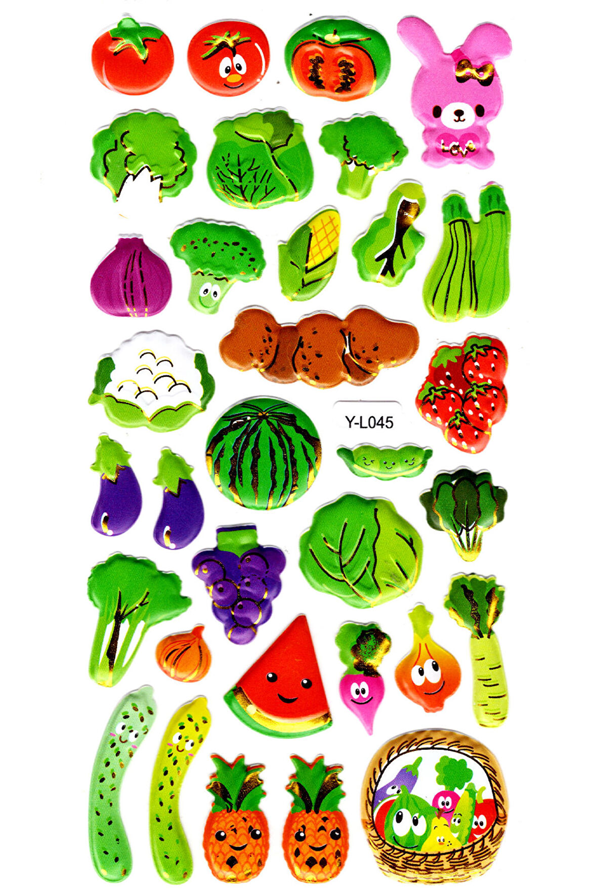 Sticker Kabartmalı Stiker Defter, Planlayıcı Etiket (limyl-045)-17x9cm- Tavşan ve Sebzeler