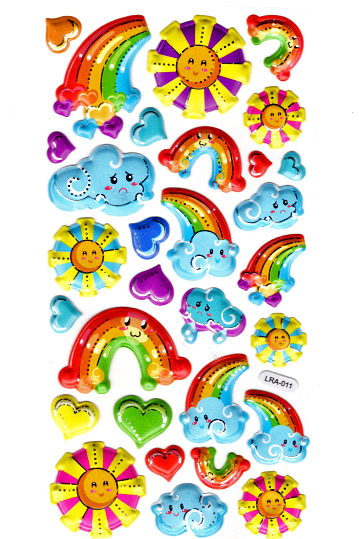 Sticker Kabartmalı Stiker Defter, Planlayıcı Etiket (limlra-011)-17x9cm- Güneş Bulut Gökkuşağı