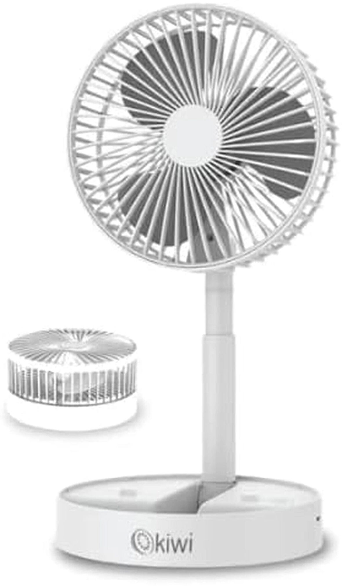 Ki wi Şarjlı Beyaz Katlanılabilir Mini Fan Masa Üstü Vantilatörü Usb Soğutucu Sessiz El Fanı