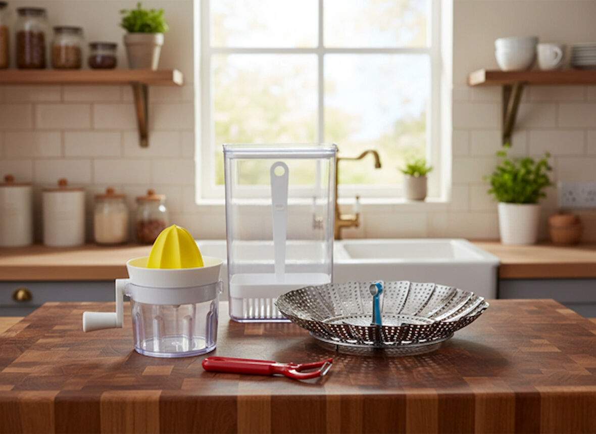 LUDIA Narenciye Sıkacağı,Sebze Saklama Kabı,Sebze Pişirici ve Sebze Meyve Soyacağı 4 lü Set