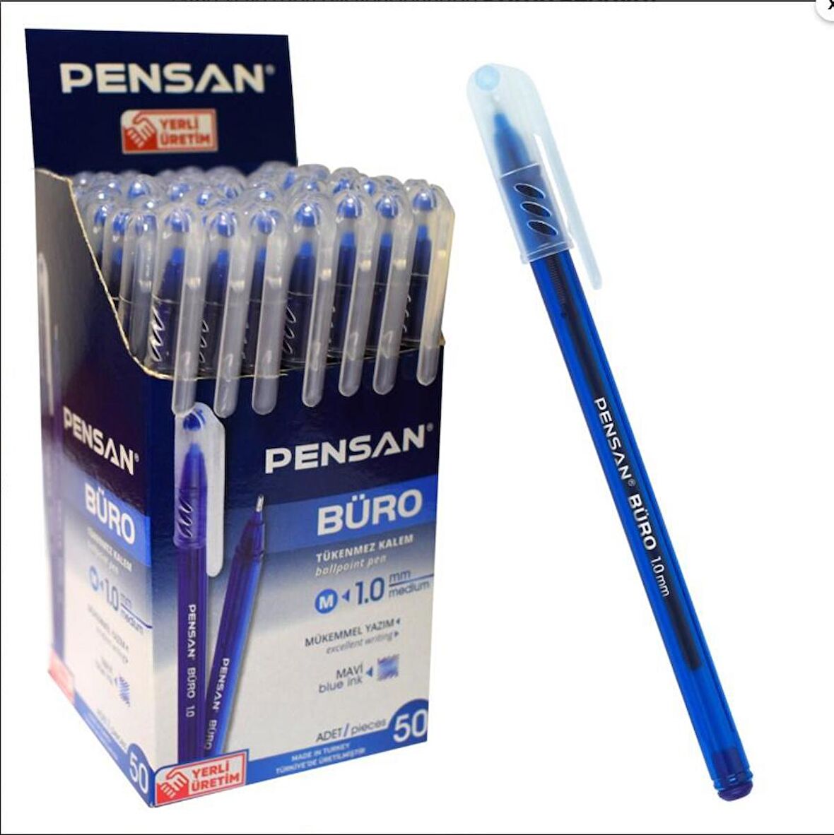 Tükenmez Kalem 50 Adet Mavi Renk 1.0mm Büro Tipi Ballpoint Pensan Büro Tükenmez Kalem 50 Adet Mavi Renk 1.0mm 2270