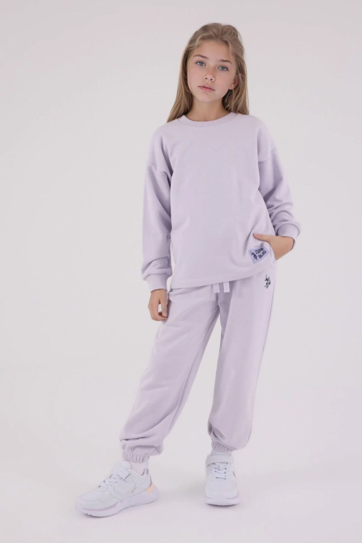 Kız Çocuk Pamuklu 3 İplik Şardonsuz Bisiklet Yaka Alt-Üst Takım Q3PKL4KK12