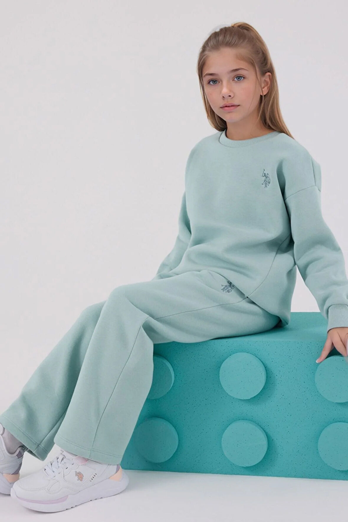 Kız Çocuk Pamuklu 3 İplik Şardonlu Bisiklet Yaka Alt-Üst Takım Q3PKL4KK11