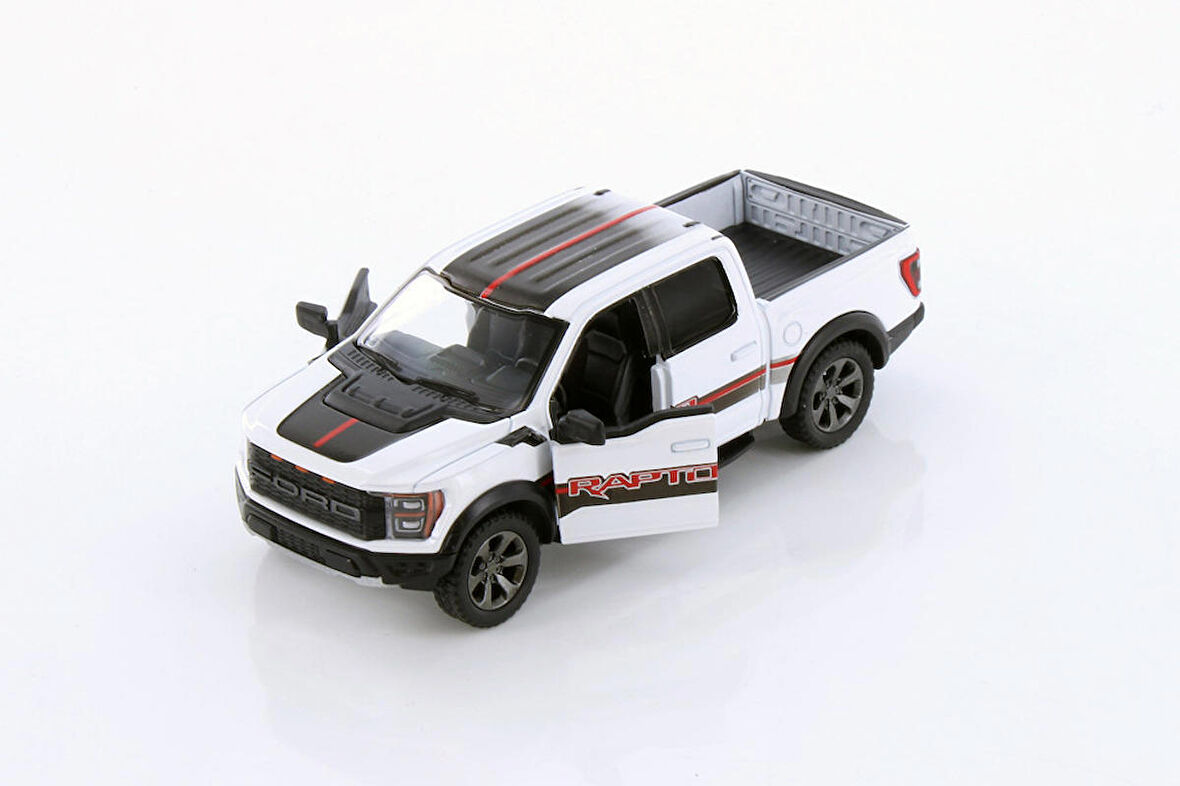 Kinsmart 2022 Ford F-150 Raptor Pickup Truck Livery Edition Diecast Araba Beyaz