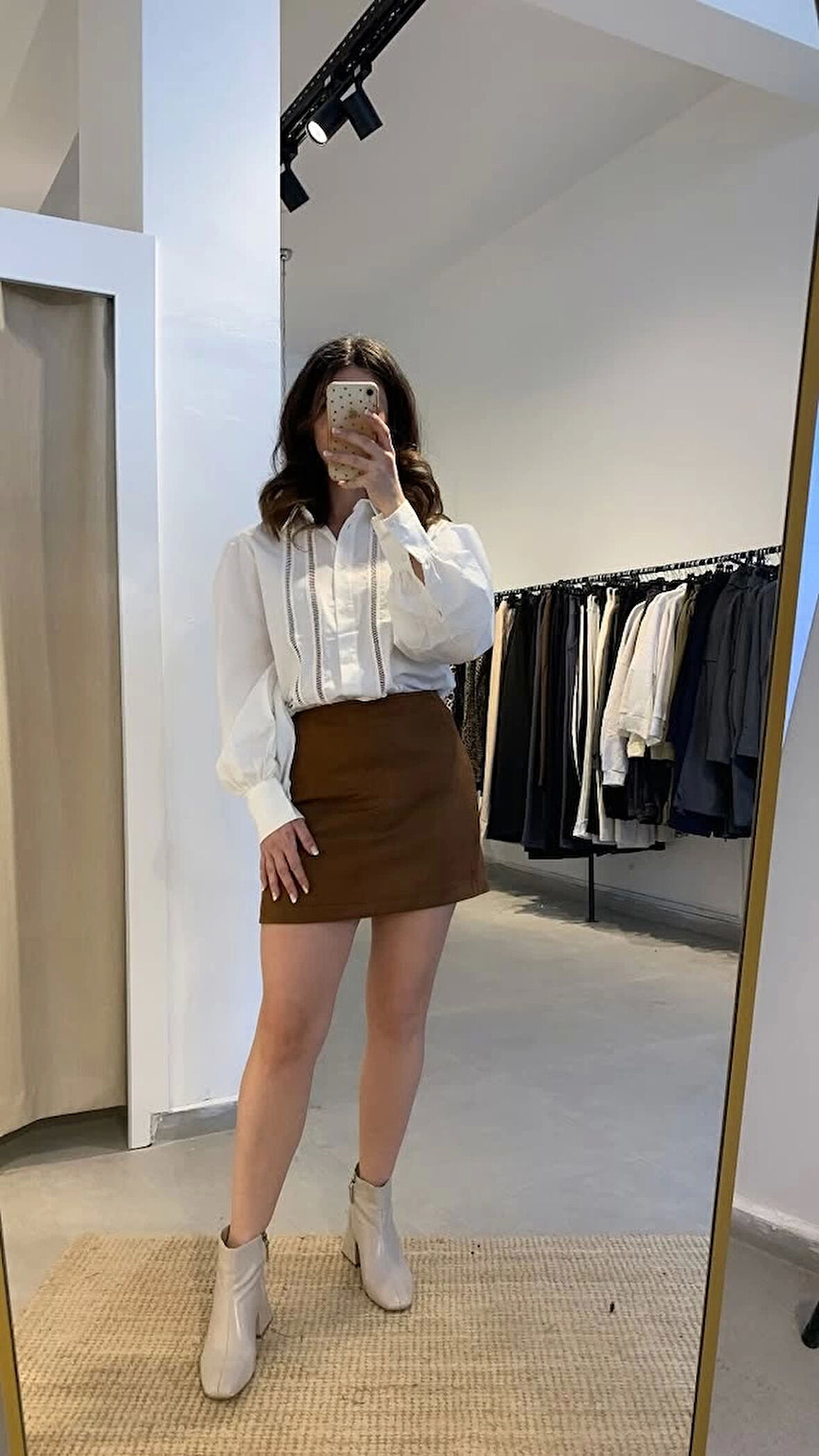 Taba Super Mini Süet Kadın Etek