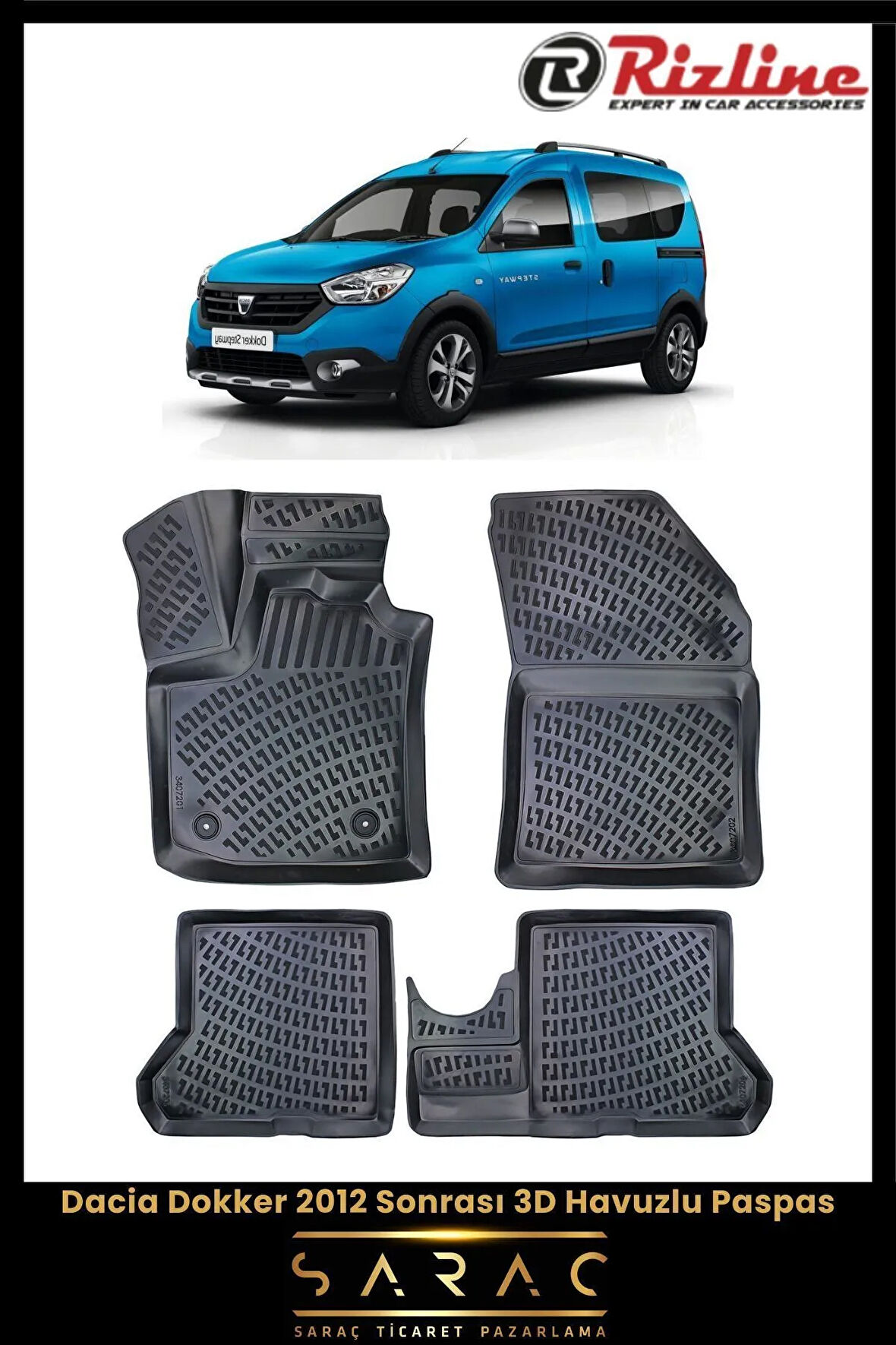 Rizline Dacia Dokker 2014 Model 3D Havuzlu Paspas