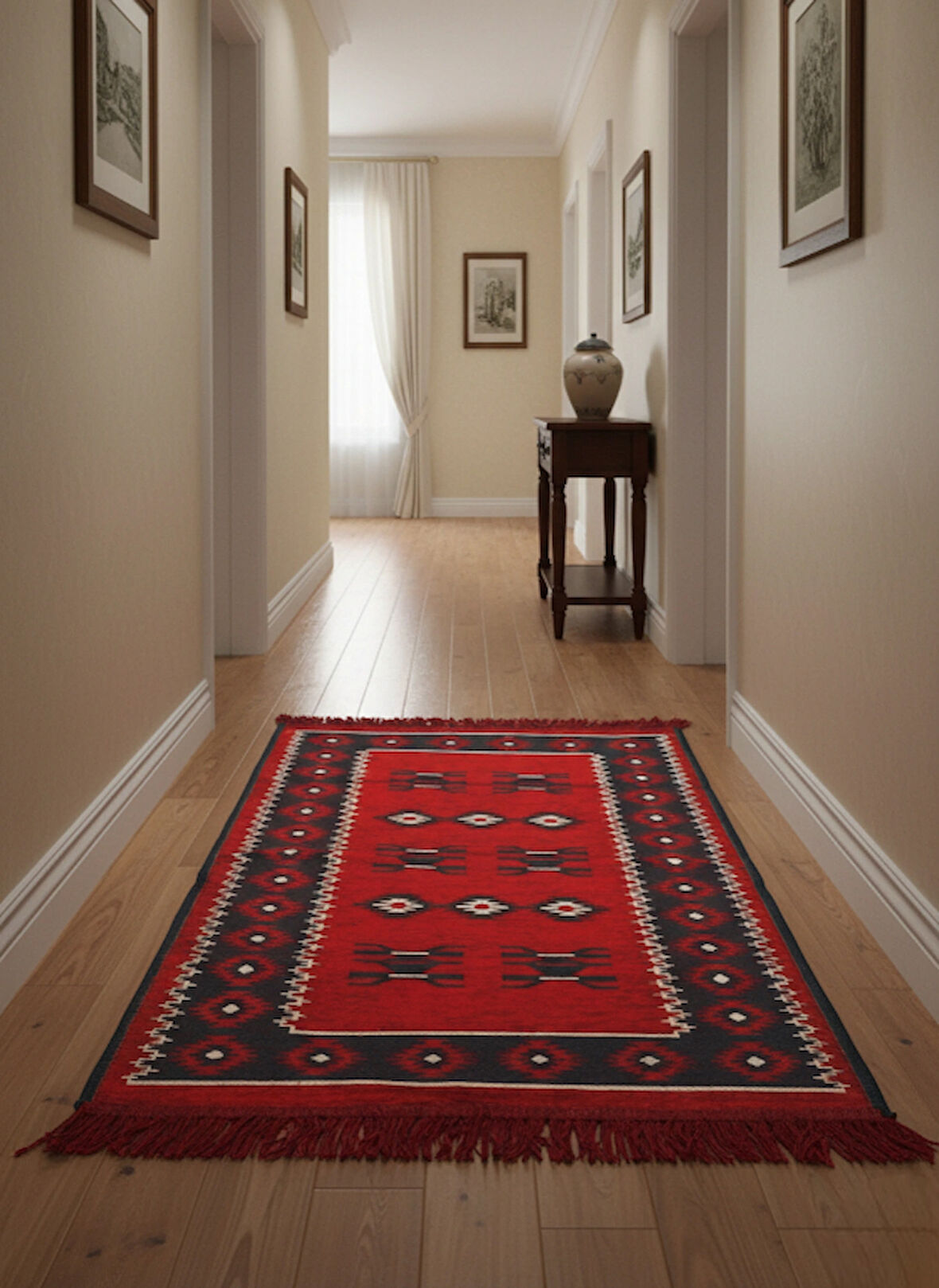 Etnik Motifli Otantik Dekoratif Kilim Desenli Halı (60cmx90cm) M1