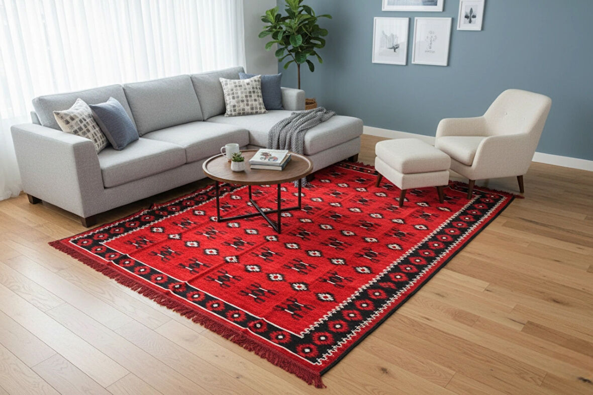 Etnik Motifli Otantik Dekoratif Kilim Desenli Halı (160cmx250cm) M1