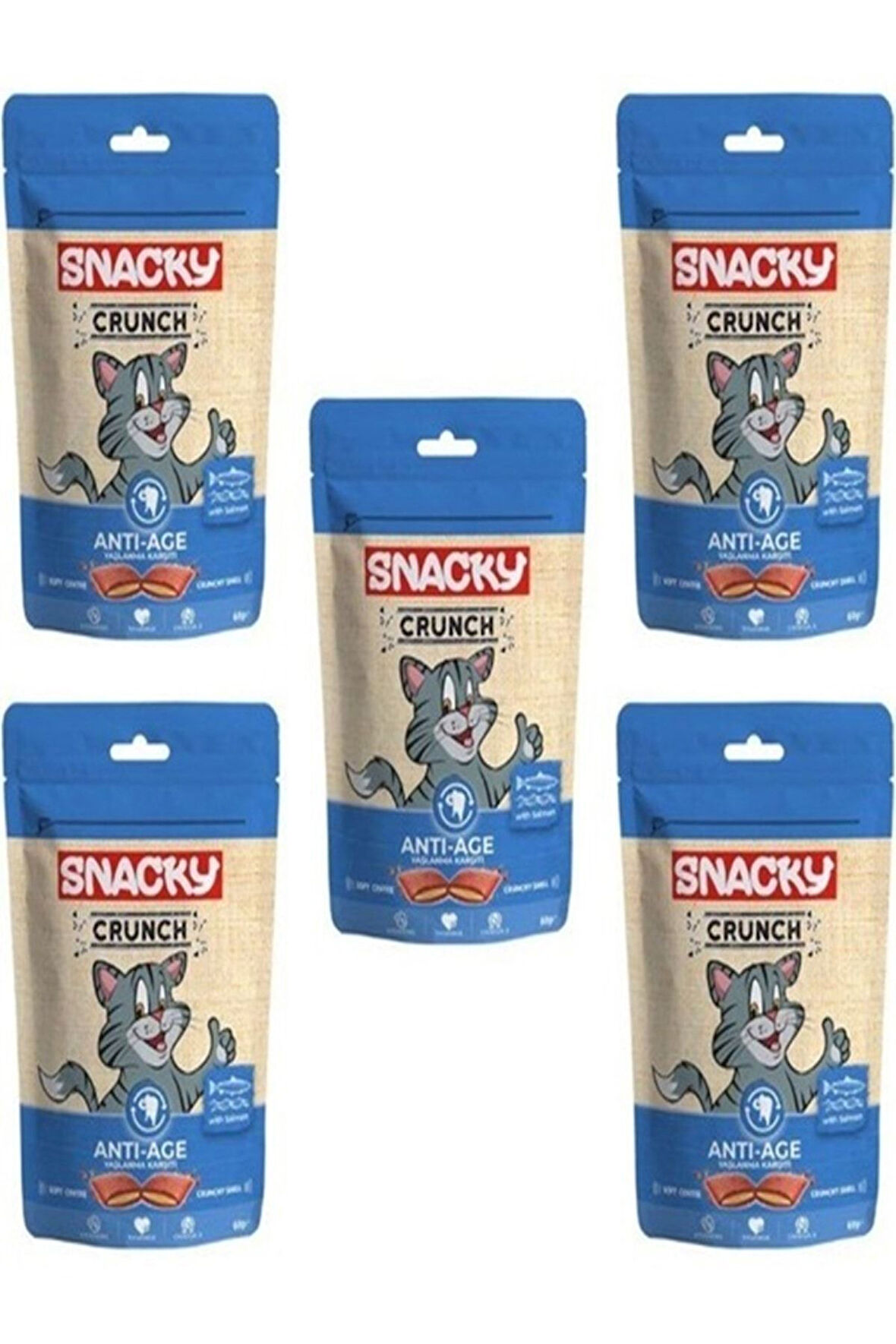 Crunch Anti-age Yaşlanma Karşıtı Somonlu Kedi Ödül Maması 60grx5 Adet