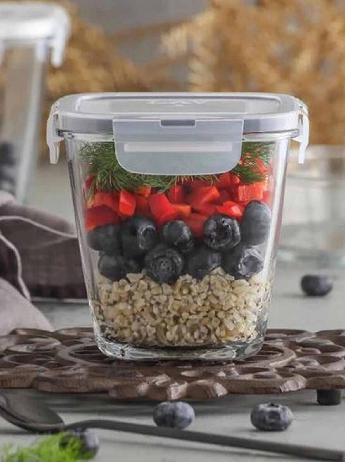 L AV Fresco Dikey Cam Kilitli Saklama Kabı 2'li Set 700c