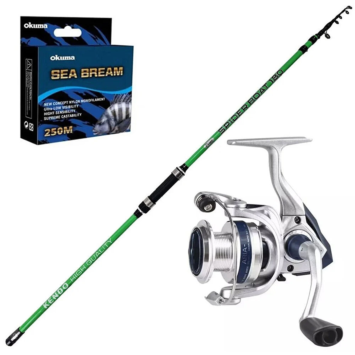Okuma Aria 4000 - Kendo Spider Boat 180cm Teleskopik Olta Seti