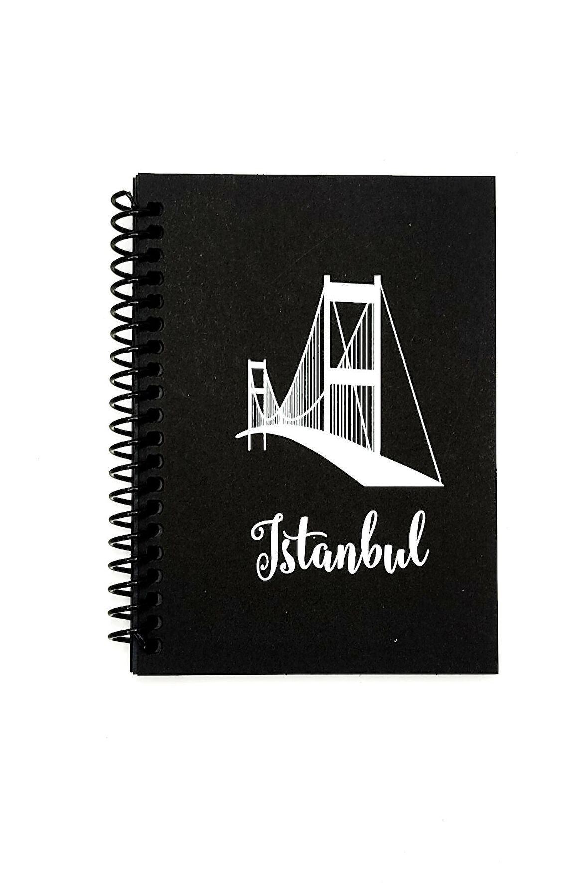 Siyah Defter istanbul Köprü Desenli Siyah Yapraklı A6 Not Defteri - 1 Adet