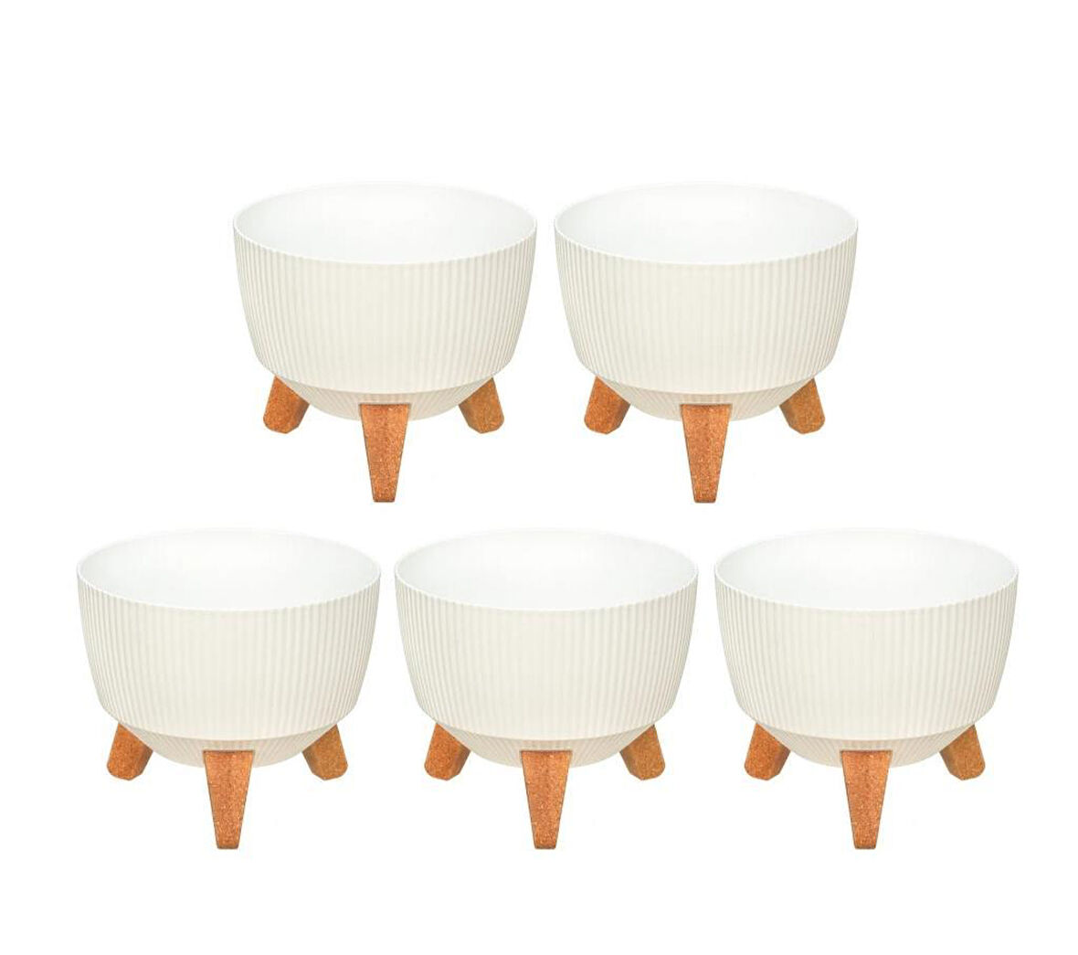 Omnipazar ELF-496 Dekoratif Ayaklı Nostalji Saksı 9 lt Beyaz 5 Adet