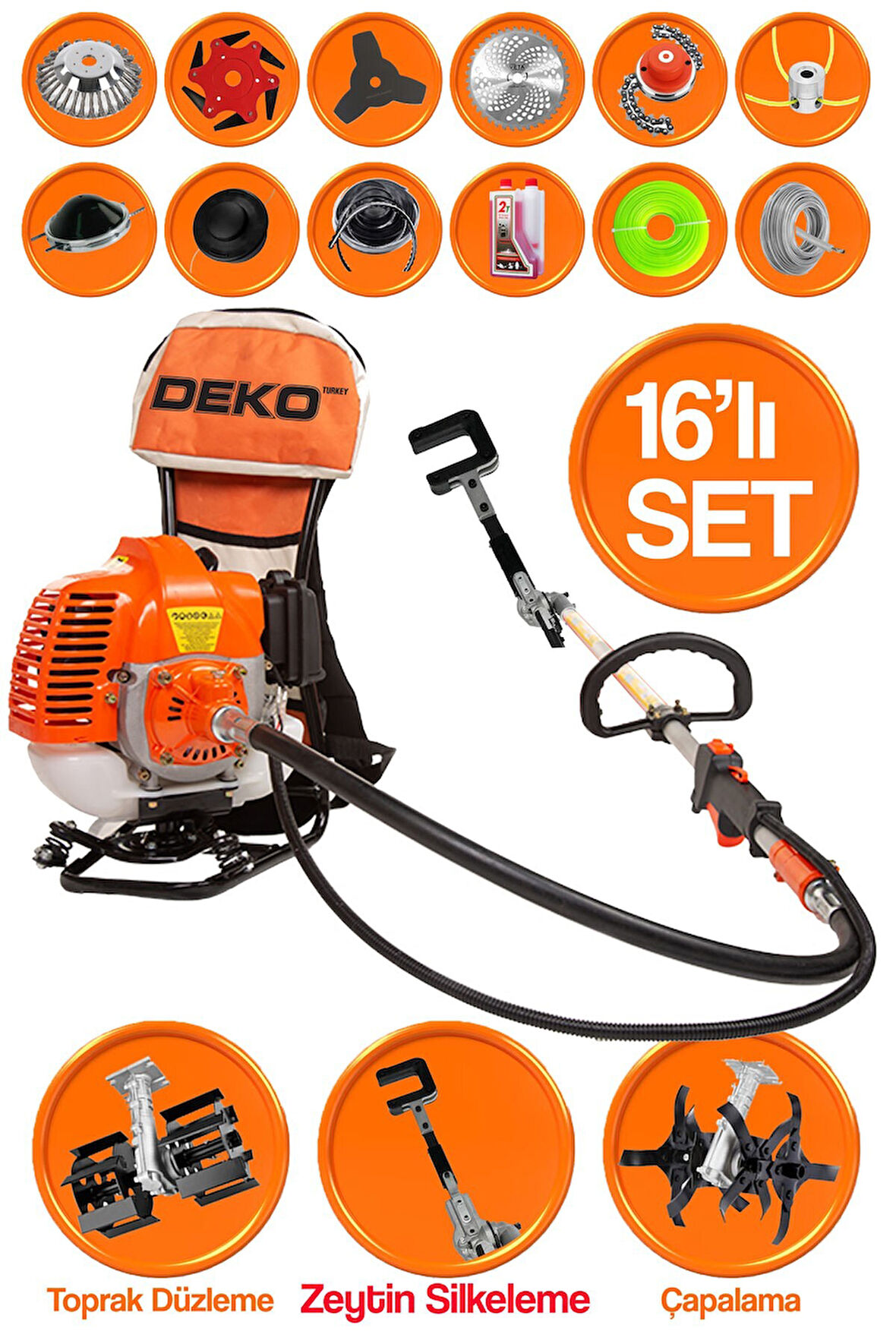 Yeni Nesil Ultra Profesyonel Set Özel Sırt Tırpan + Çapalama Seti + Zeytin Toplama 16 Parça Full Set