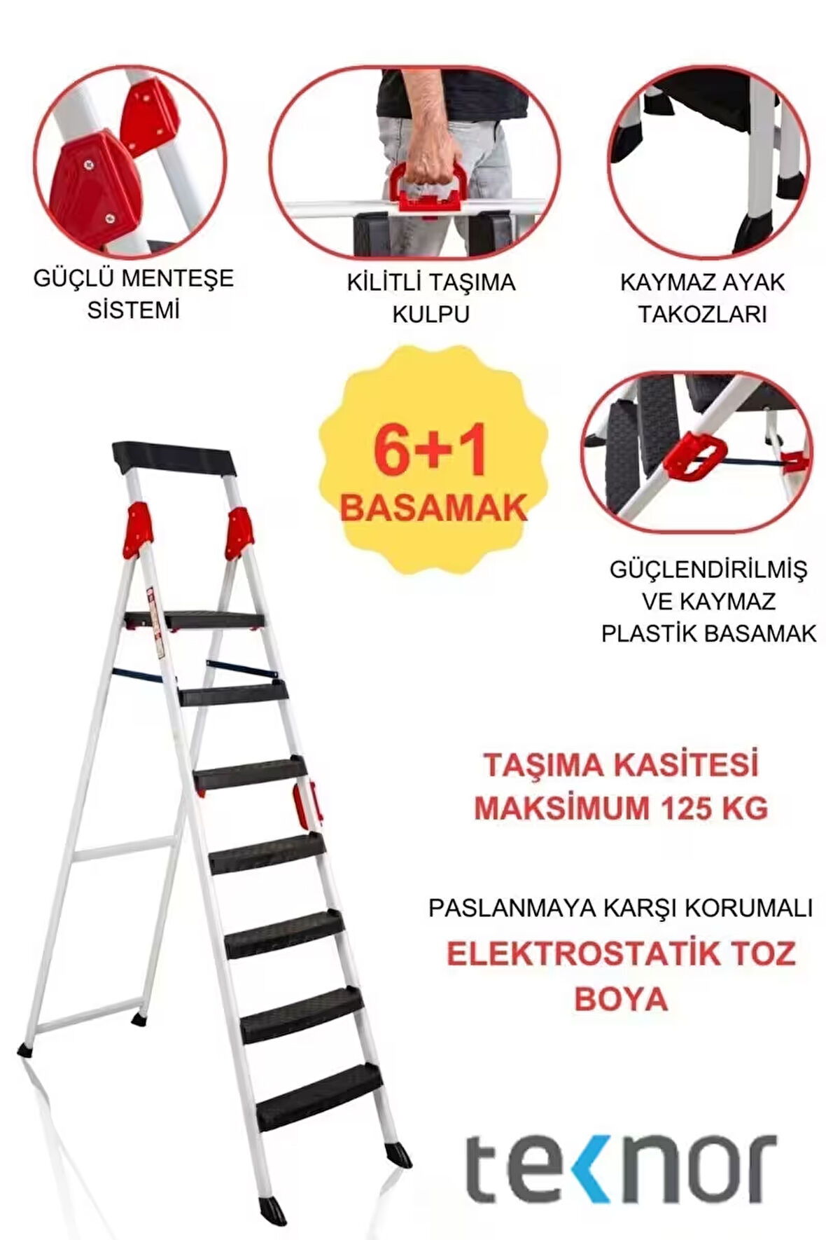 Extreme Plastik 6+1 Basamaklı Metal Merdiven
