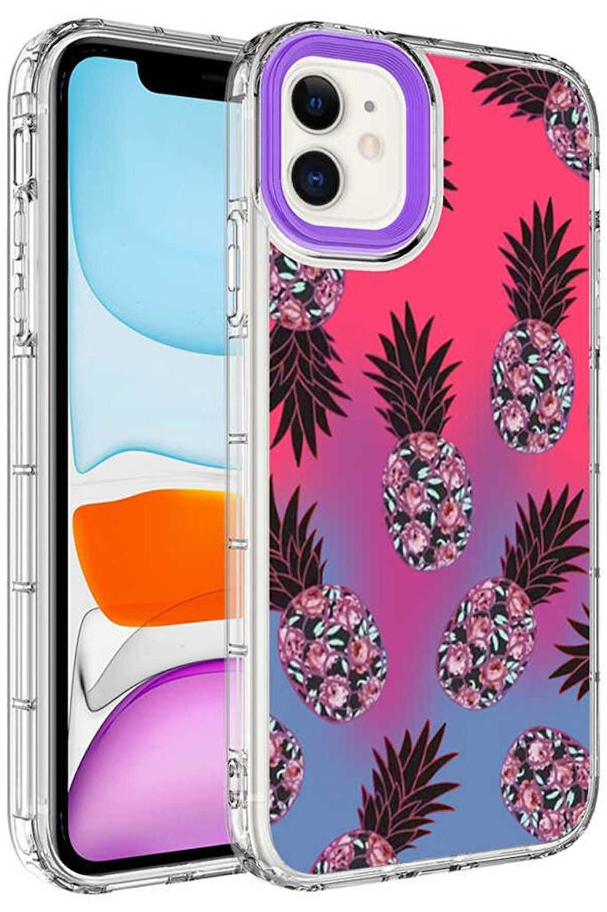 Apple iPhone 11 Kılıf Kamera Çıkıntılı Renkli Desenli Silikon