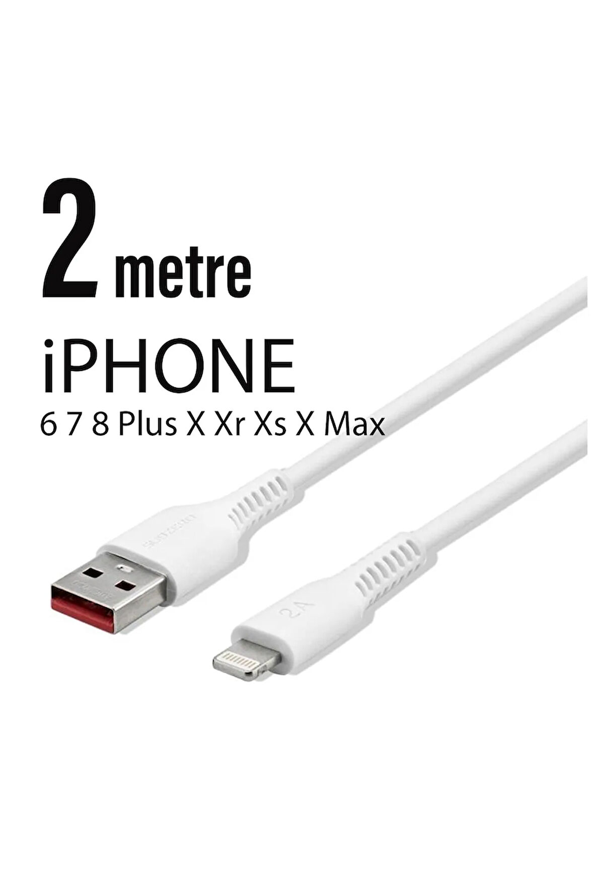 Iphone Uyumlu 5 6 7 8 Plus X Xr Xs X Max 2 Metre 2.0 A Beyaz Hızlı Şarj Ve Data Kablosu Cl19
