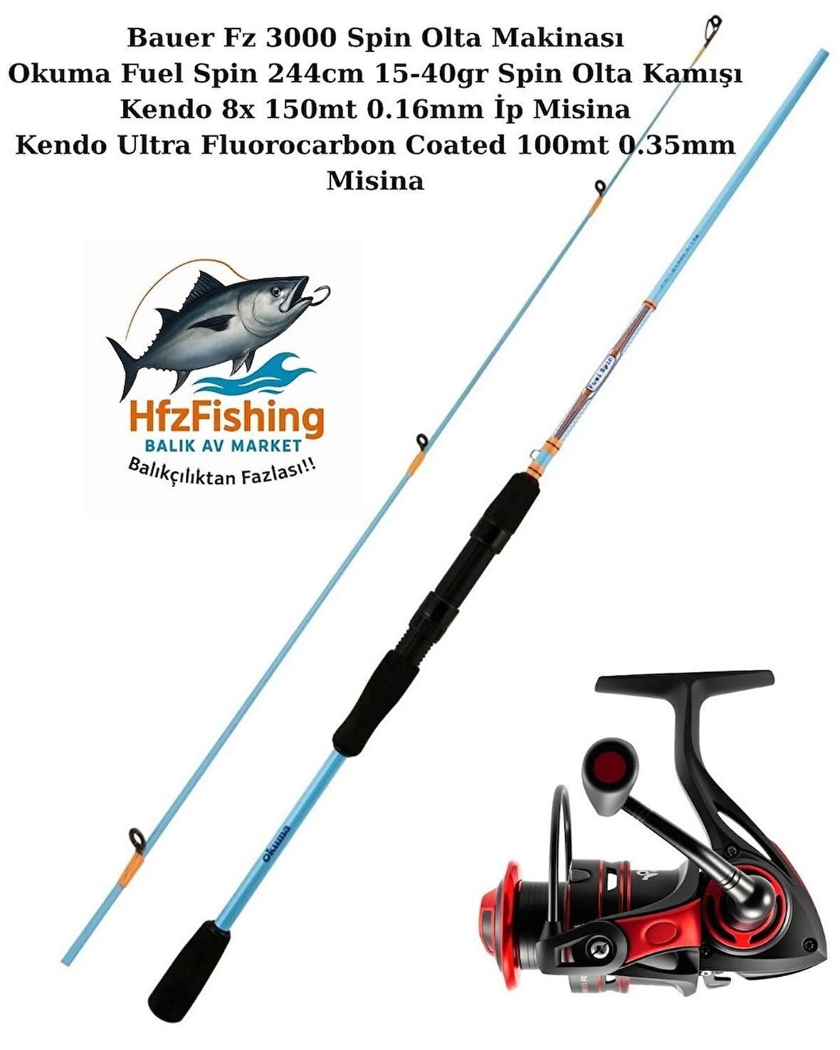 Bauer FZ 3000 - Okuma Fuel Spin 244cm Spin Olta Takımı