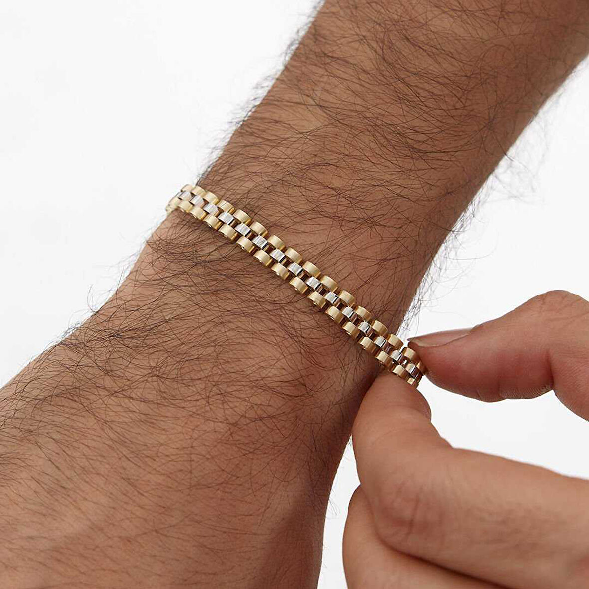 Sarı Beyaz Kordon Erkek Bileklik