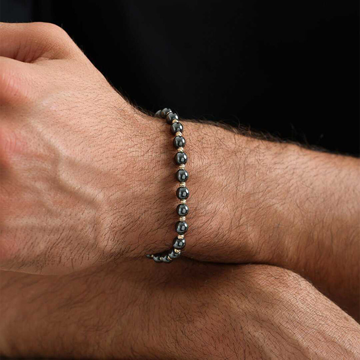 Yuvarlak Onix Taşı İpli Erkek Bileklik