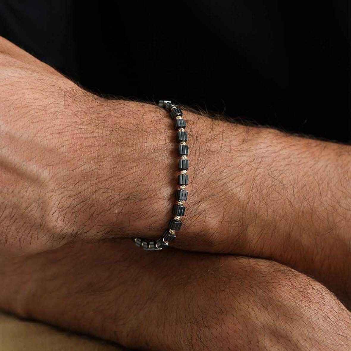 Kapsül Onix Taşı İpli Erkek Bileklik