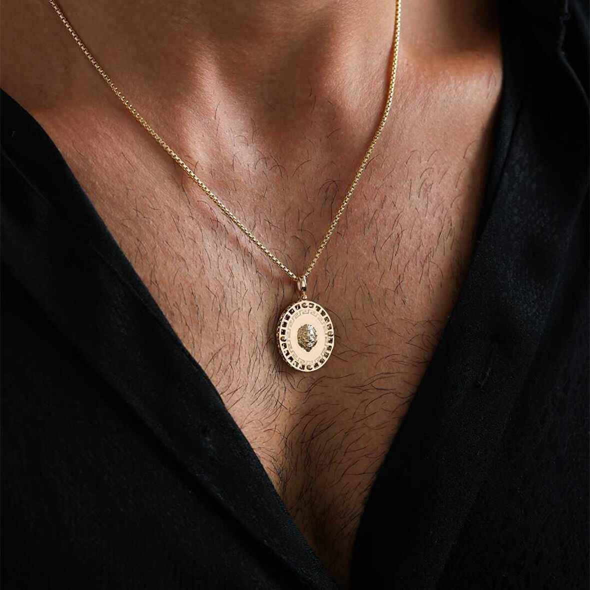 Oval Aslan Pia Erkek Kolye
