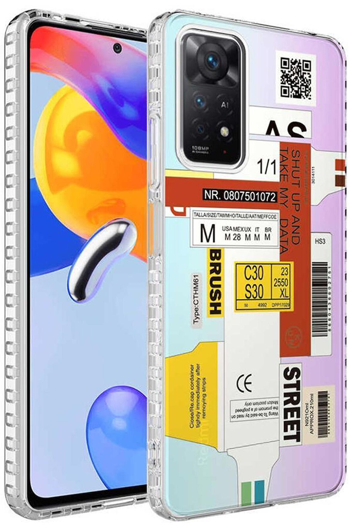 Redmi Note 11S Global Kılıf Airbag Kenarlı Renkli Desenli Elegans