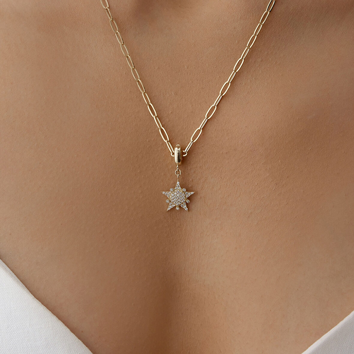 White Big Star Kolye