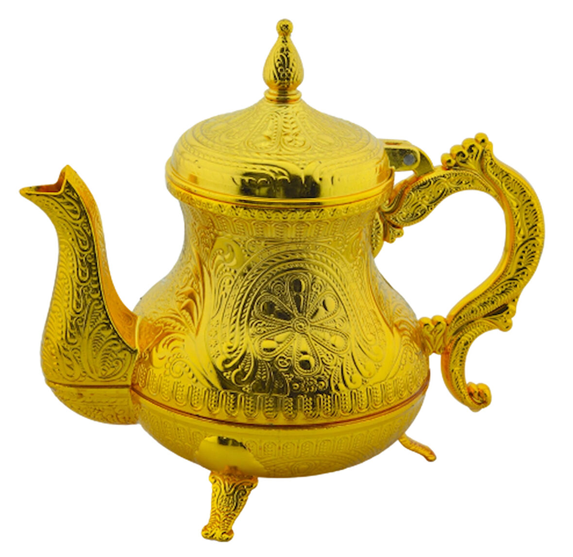 Dekoratif Altın Renkli Zarif İşlemeli Metal İbrik Demlik (17cmx22cm) m2