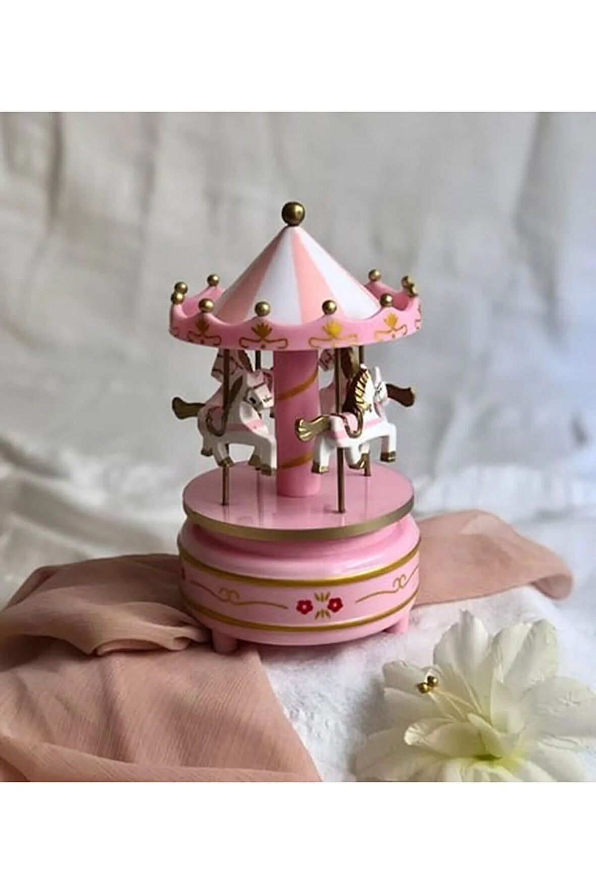 Nostaljik Atlı Karınca Müzik Kutusu Pembe ( GM-1005 )
