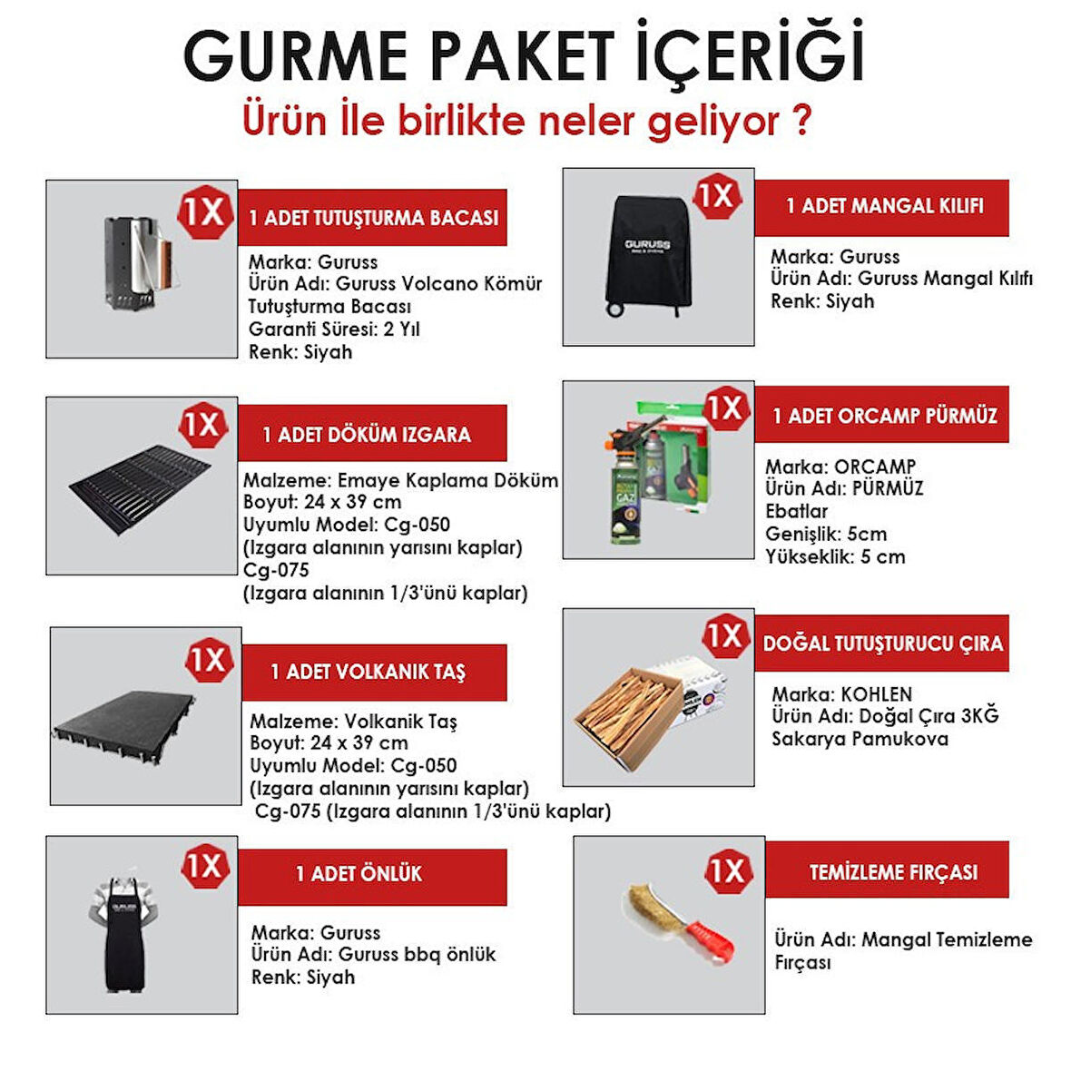 Guruss Cg-075 Bbq Mangal Gurme Paketi-orcam Pürmüzlü Set