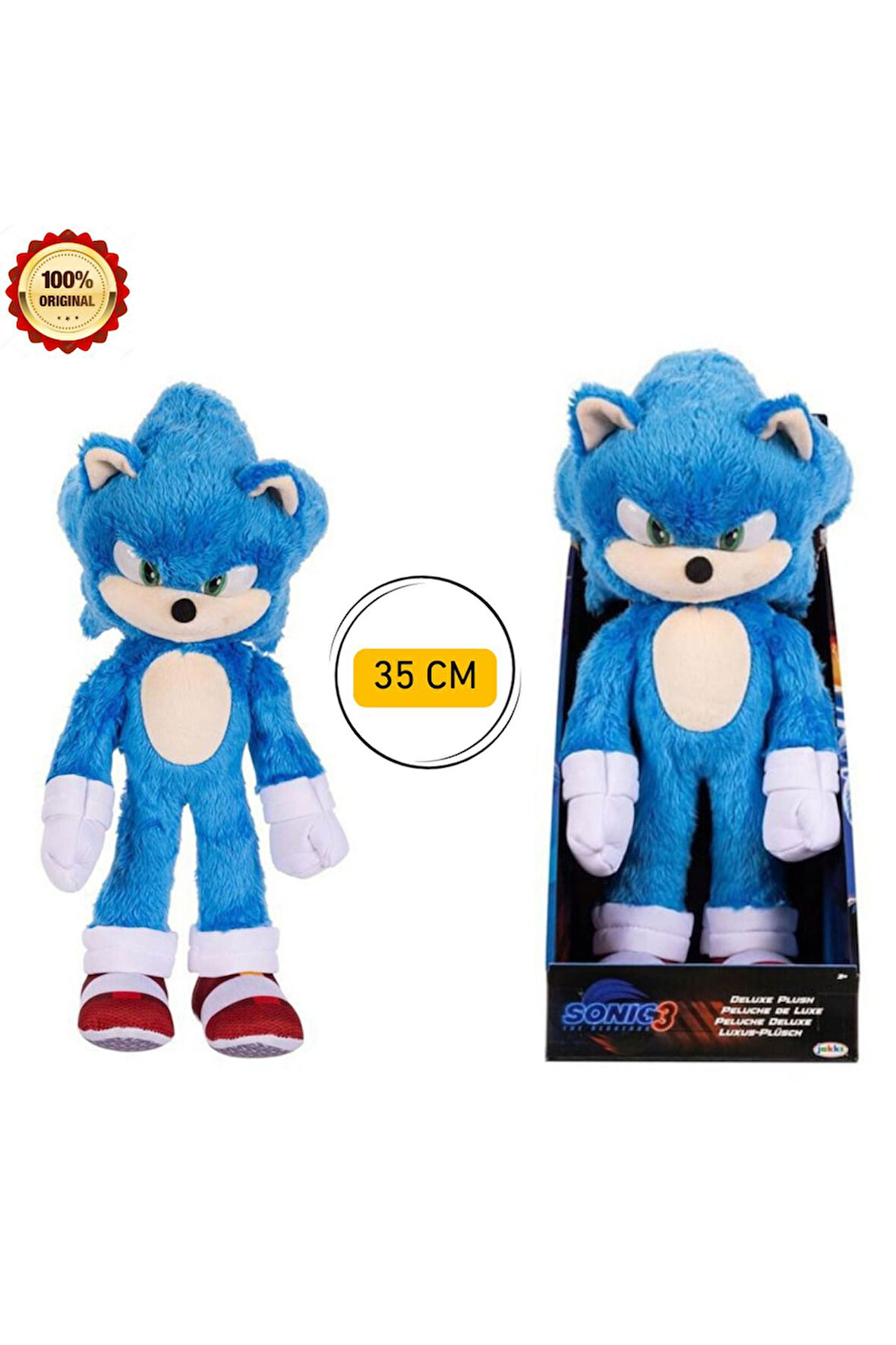 Sonic 3 Lüks Sonic Pelüş Figür 35Cm Peluş Sonic Figür Oyuncak Sonic Hedgehog