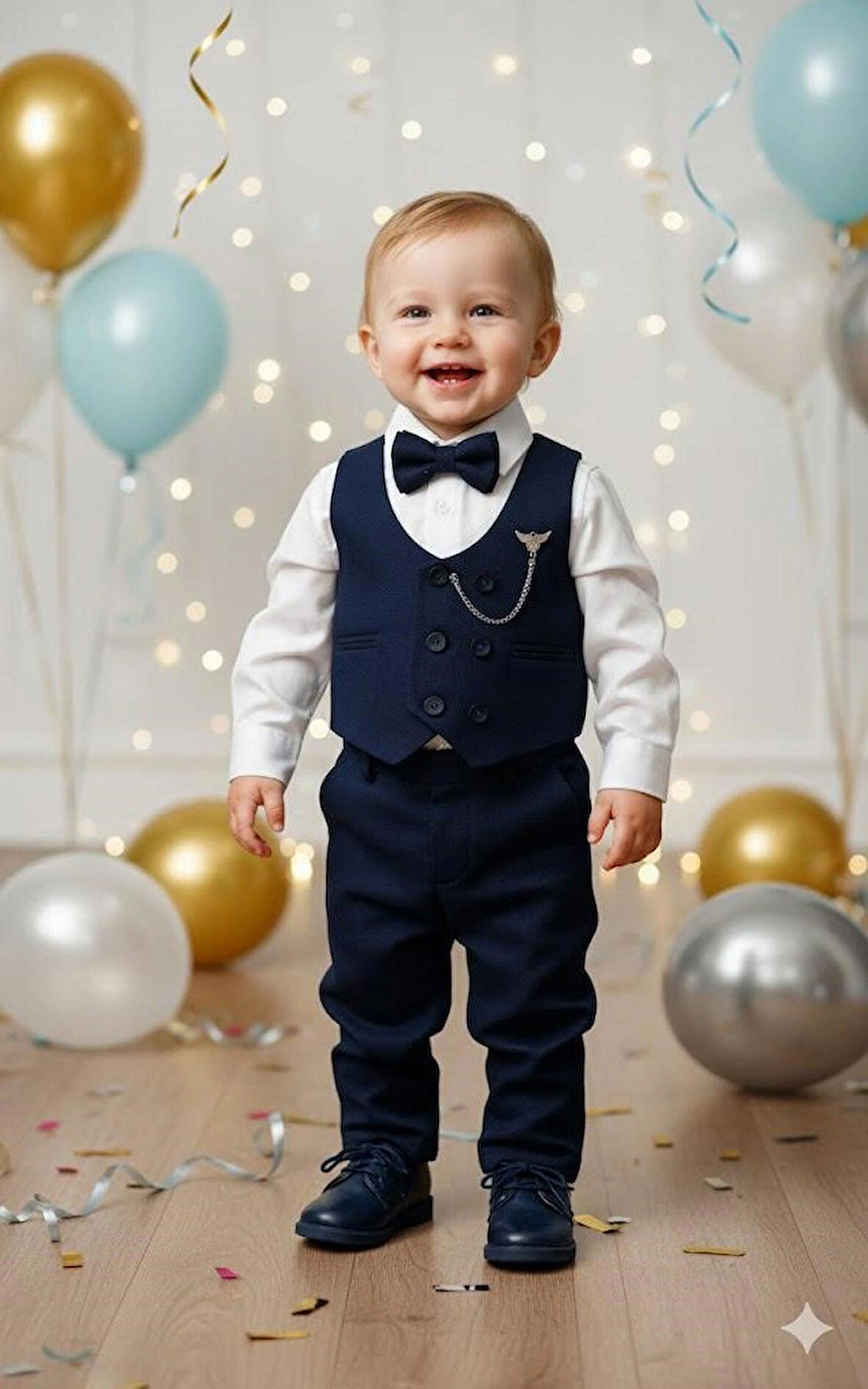 ERKEK BEBEK ÇOCUK AKSESUARLI TAKIM ELBİSE SET 