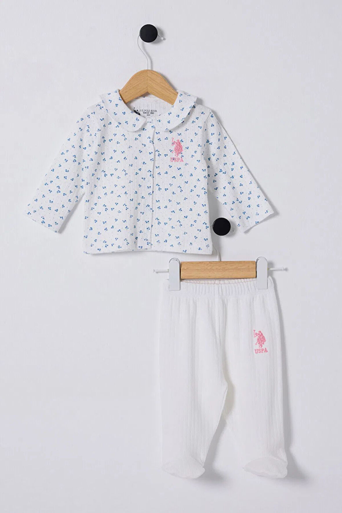 U.S Polo Bebek 2'Li Takım USB2433 Beyaz-Mavi