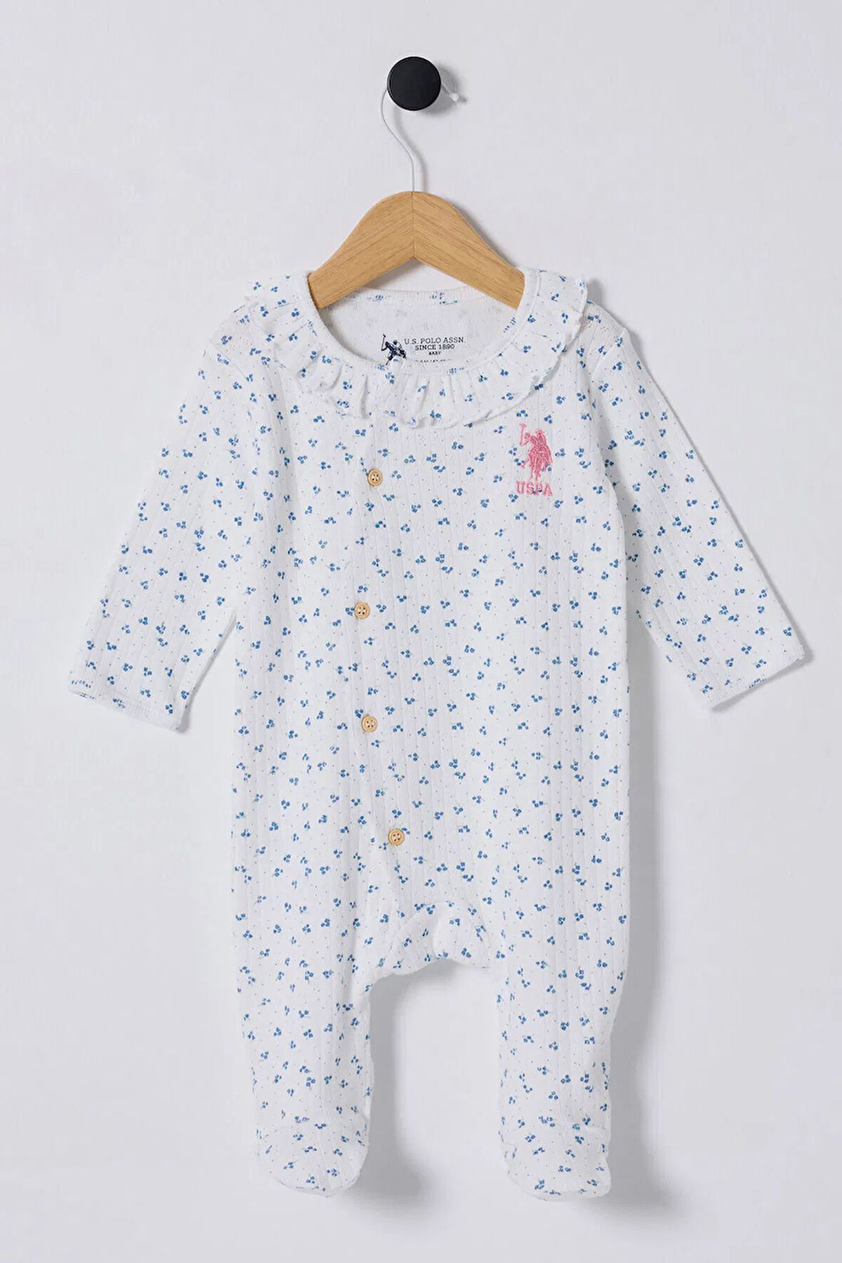 U.S Polo Bebek Tulum USB2435 Beyaz-Mavi