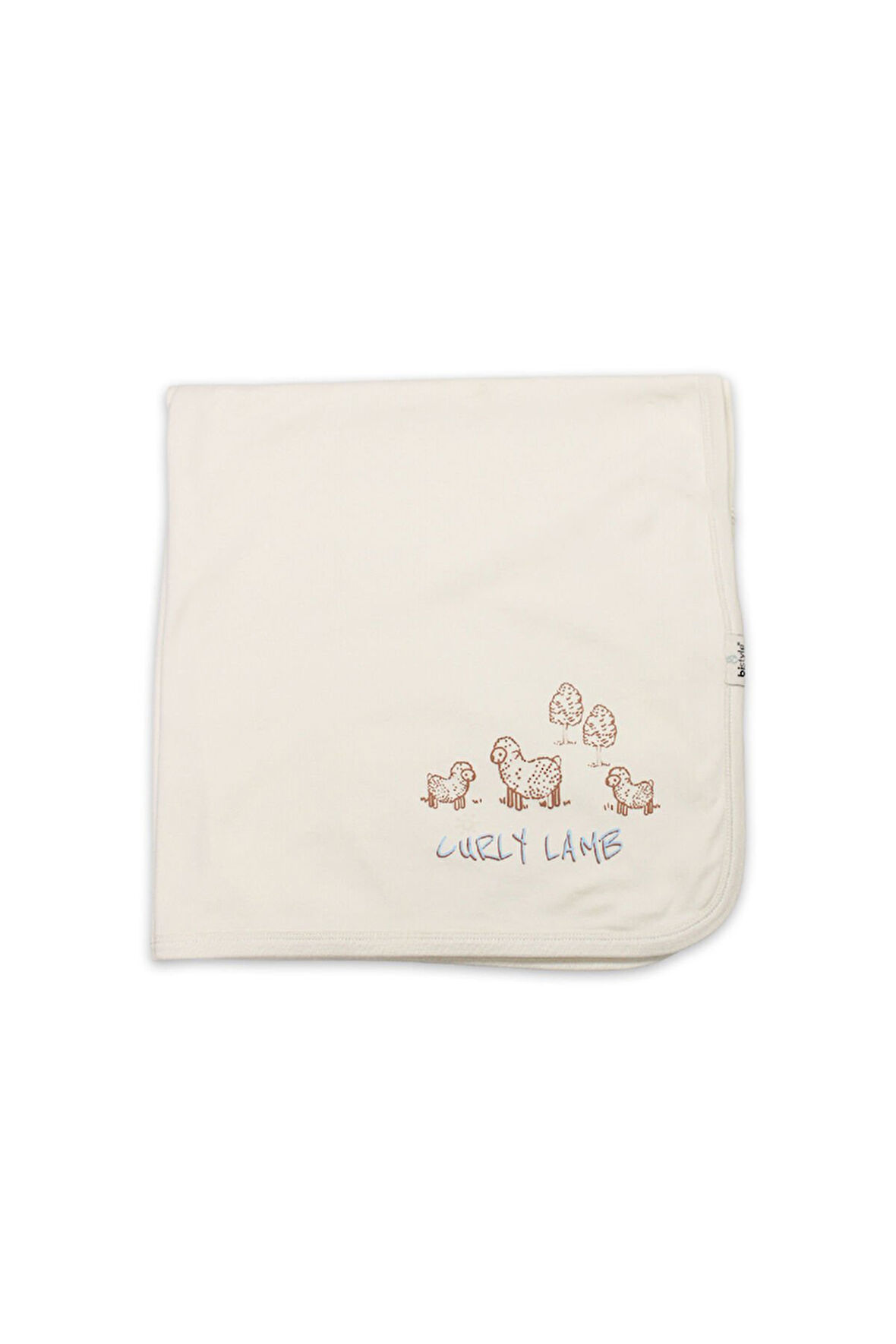 Bistyle Curly Lamb Penye Battaniye 70109 Bej Mavi Ekru