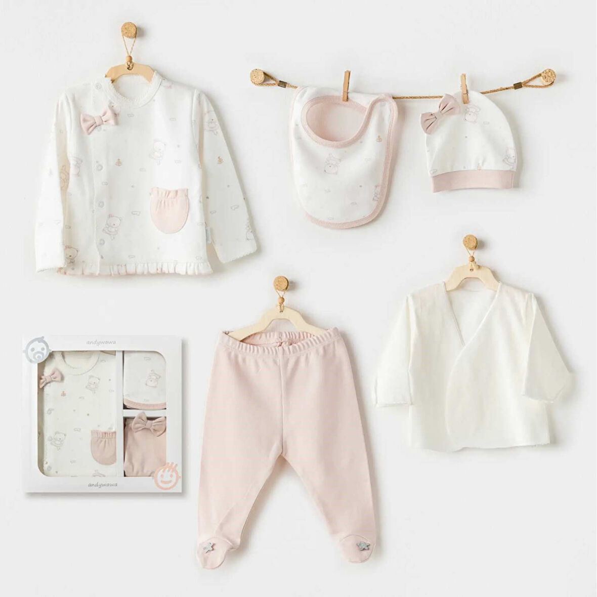 Andywawa AC25950 Ballerina 5 Parça Hastane Çıkışı Ekru