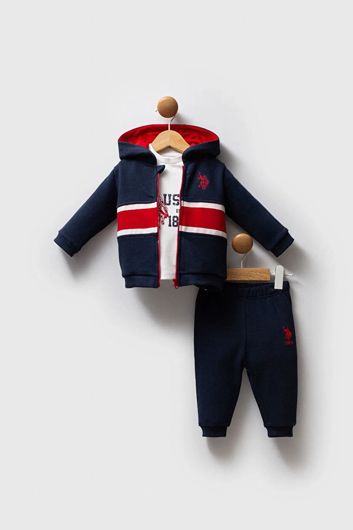 U.S. Polo Assn 3'lü Takım USB2553 Lacivert-Kırmızı