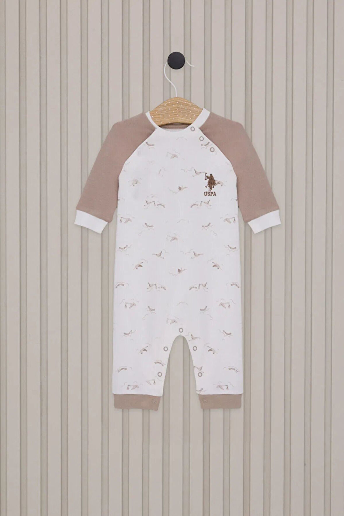 U.S.Polo Erkek Bebek Uzun Kol Patiksiz Tulum USB2020 Krem
