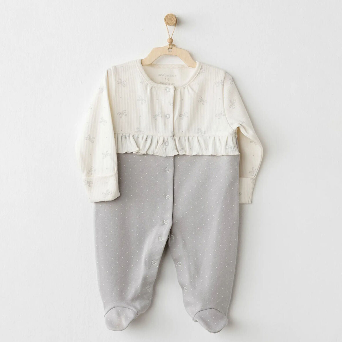 Andywawa AC26255 Baby Bow Bliss Tulum Ecru Grey