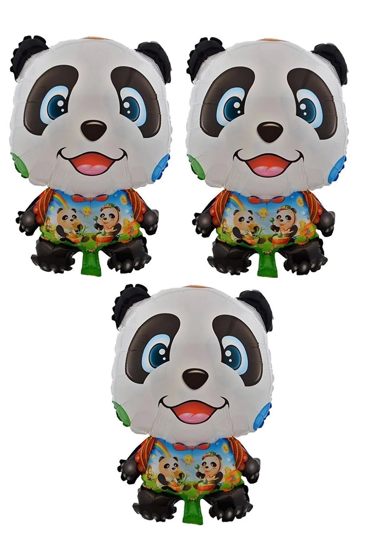 Neşeli Panda 3 Adet Büyük Boy 41cmx60cm Folyo Balon (helyum) No:19