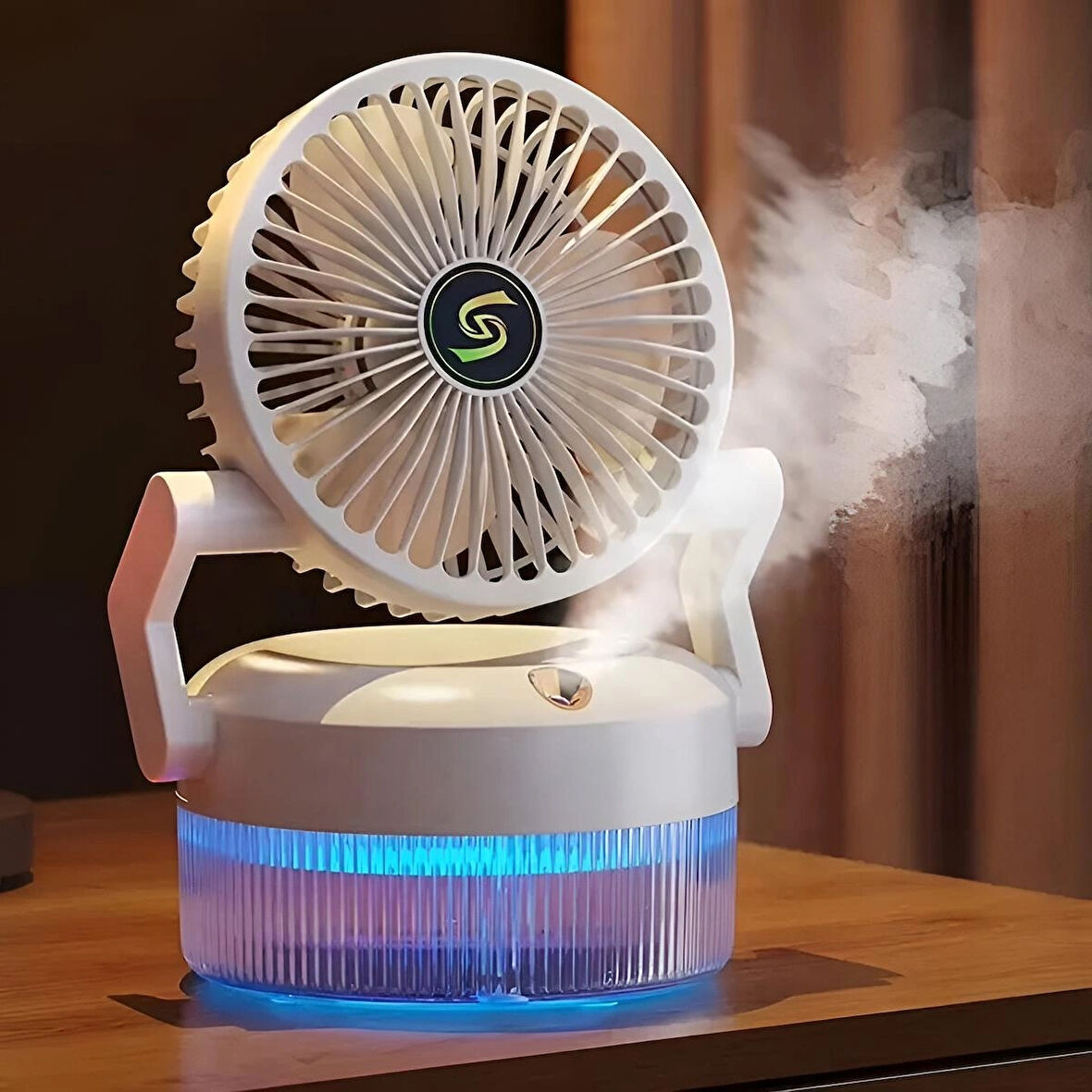 Sisleme Taşınabilir Şarj Edilebilir Masa Sisleme Fanı 3 Rüzgar Hızı 180° Ayarlanabilir Soğutma Fanı