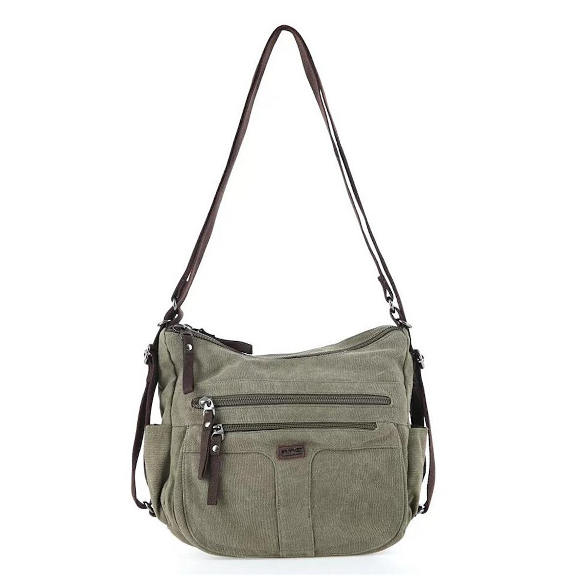 Ççs 31319 İki Bölmeli Kanvas Kadın El ve Omuz Çanta Yeşil