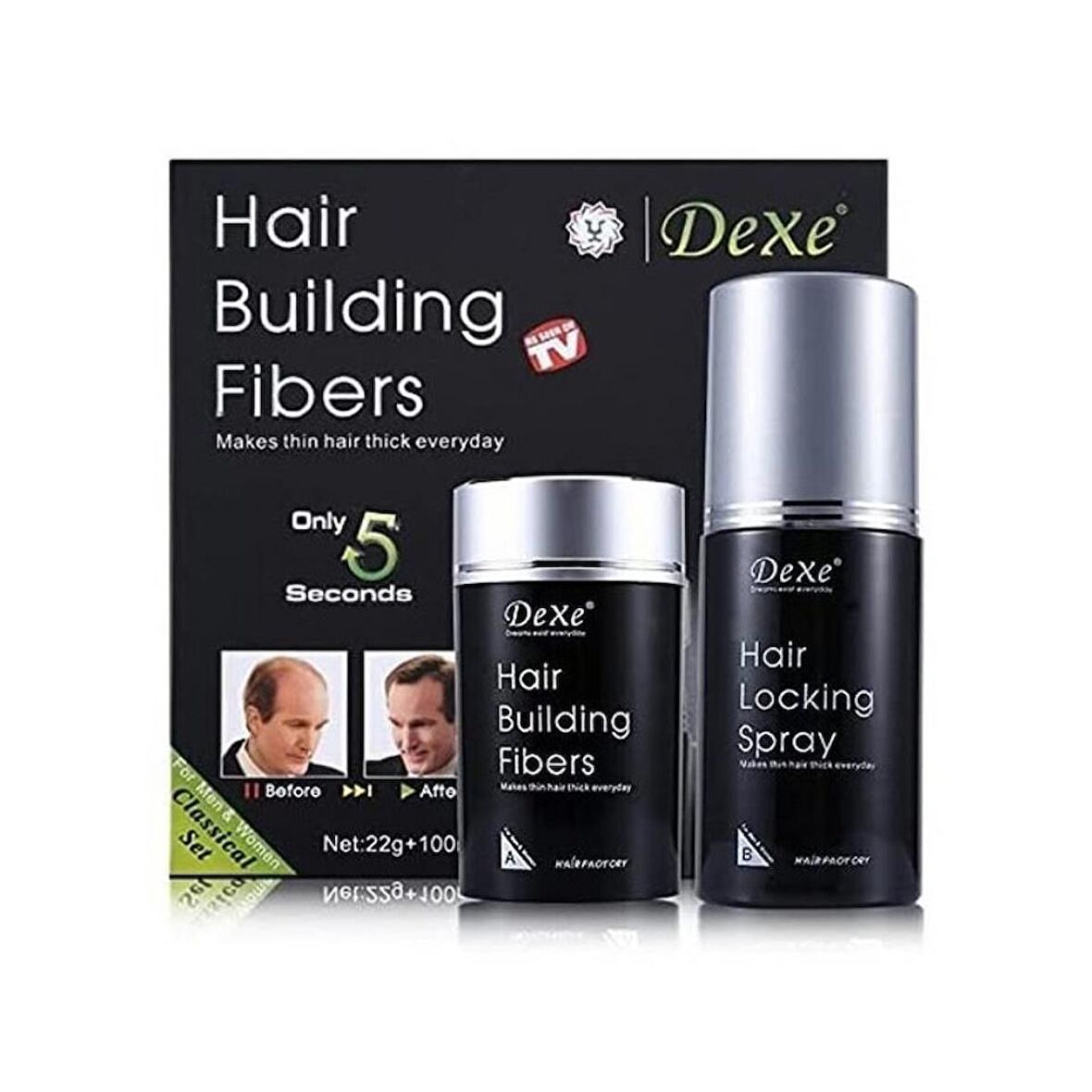 Dexe Saç Dolgunlaştırıcı Fiber Keratin Toz ve Sprey Siyah