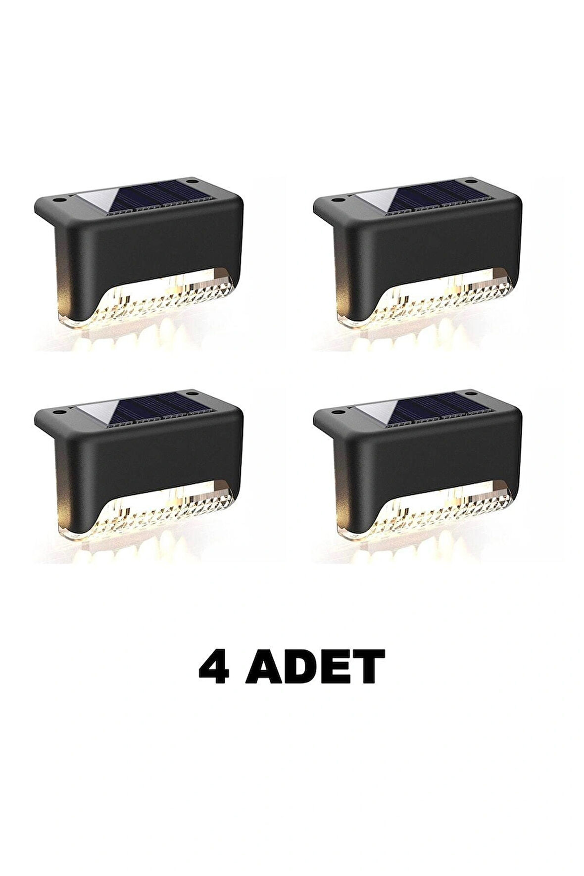  4 Adet L Solar Led Güneş Enerjili Su Geçirmez Köşebent Led Işık Merdiven Veranda Bahçe Aydınlatma