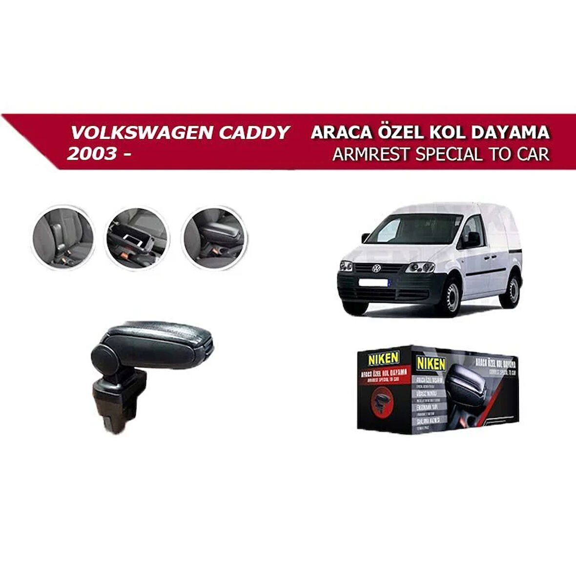 Volkswagen Caddy 2003- Araca Özel Kol Dayama Siyah