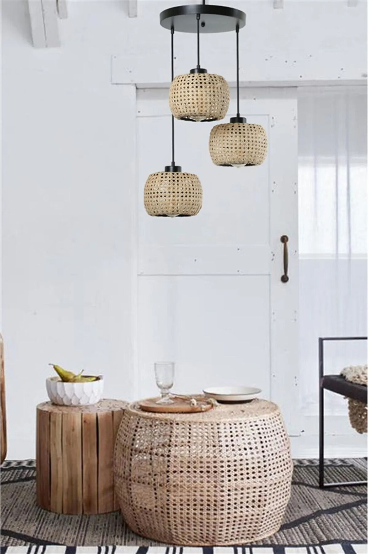TIGER 3 LÜ TEPSİLİ RATTAN SARKIT