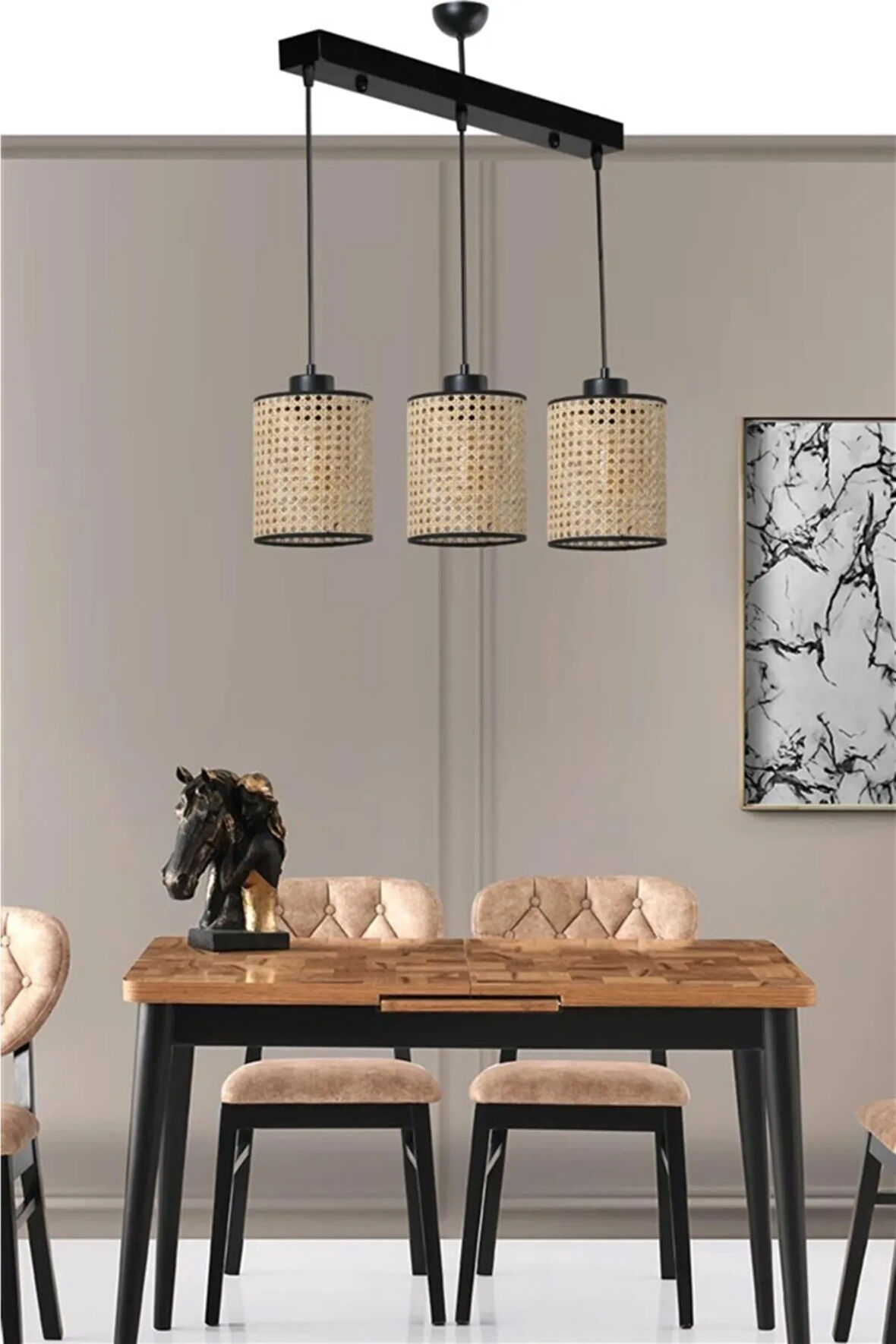 APRİL 3 LÜ SIRALI RATTAN SARKIT