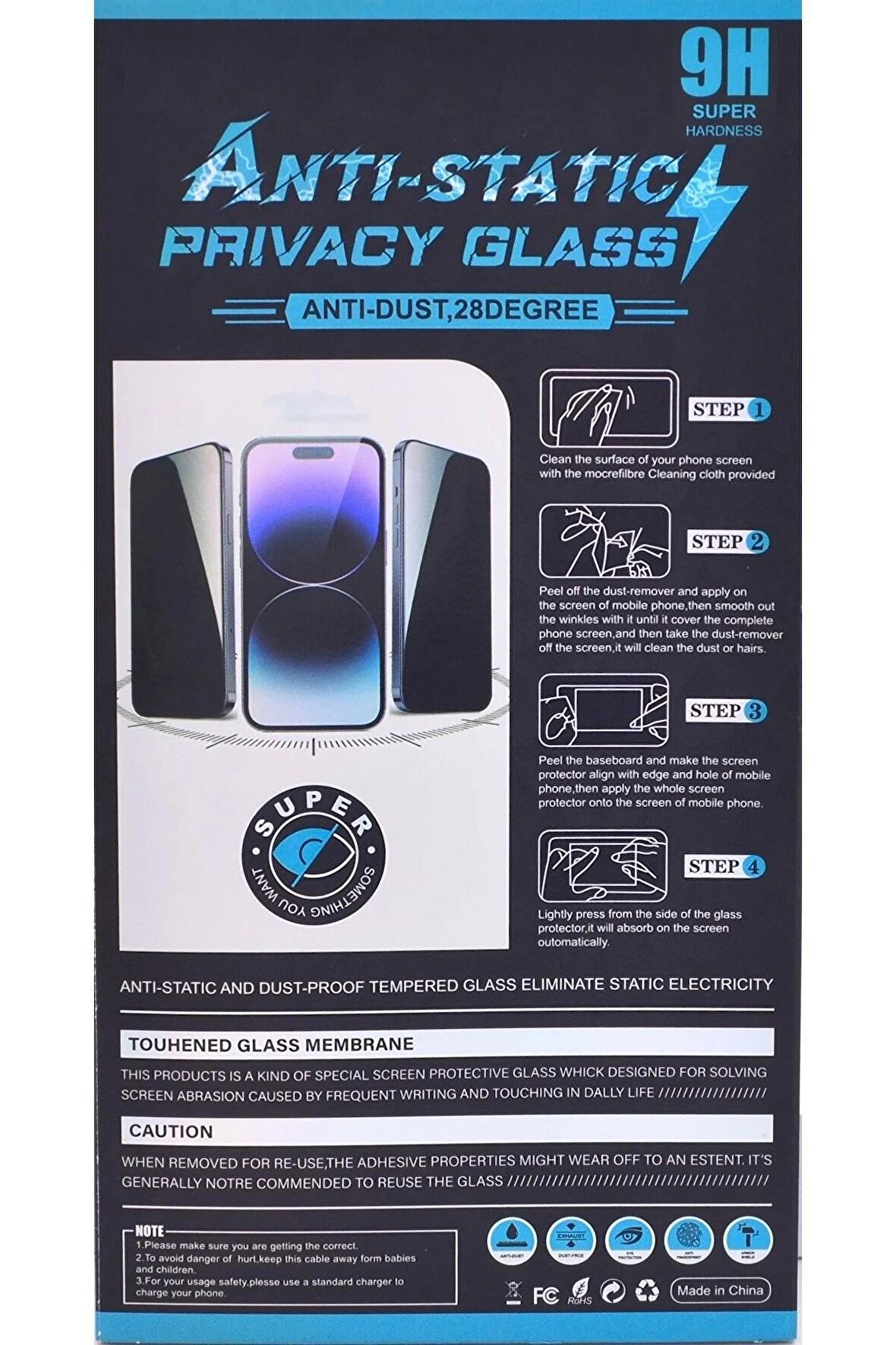 Anti Static Glass Ekran Koruyucu Apple Iphone 15 Pro Max Full Kaplayan Çizilmeyen Suya Dayanıklı