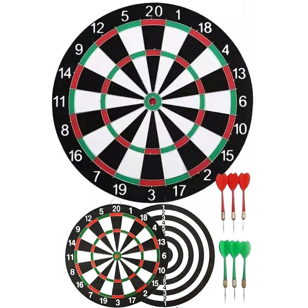 Çift Taraflı Dart Tahtası ve 6 Adet Metal Uçlu Ok 40cm Bullseye